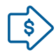 Icon of an arrow with a dollar symbol in the middle