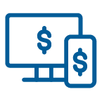Icon of computer screen and mobile phone with dollar symbols
