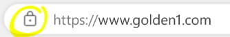 Image of a browser address bar showing an EV lock icon and URL "https://www.golden1.com"