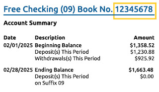 Sample of monthly statement showing account number