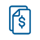 Accounts icon, showcasing two papers with a dollar sign on the top
