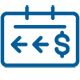 Calendar icon with 2 arrows early money