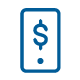 Icon of mobile phone with dollar symbol inside