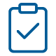Icon of clipboard with check mark inside