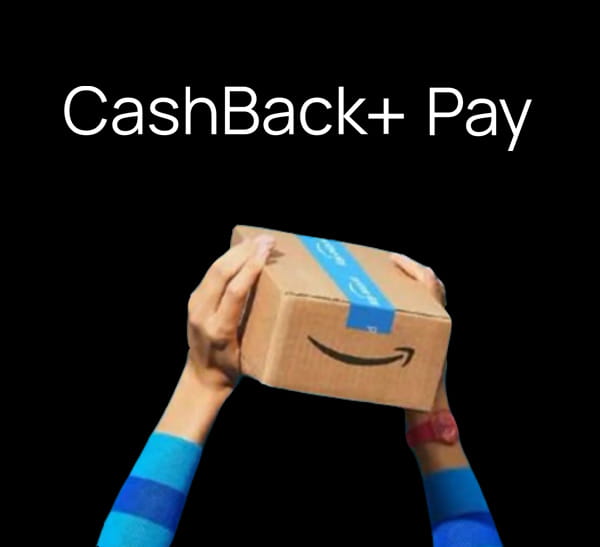 CashBack+ Pay title with Amazon box.