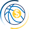basketball overlaid with a dollar sign